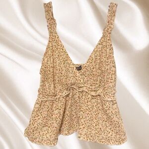 Cream and Floral Babydoll Top